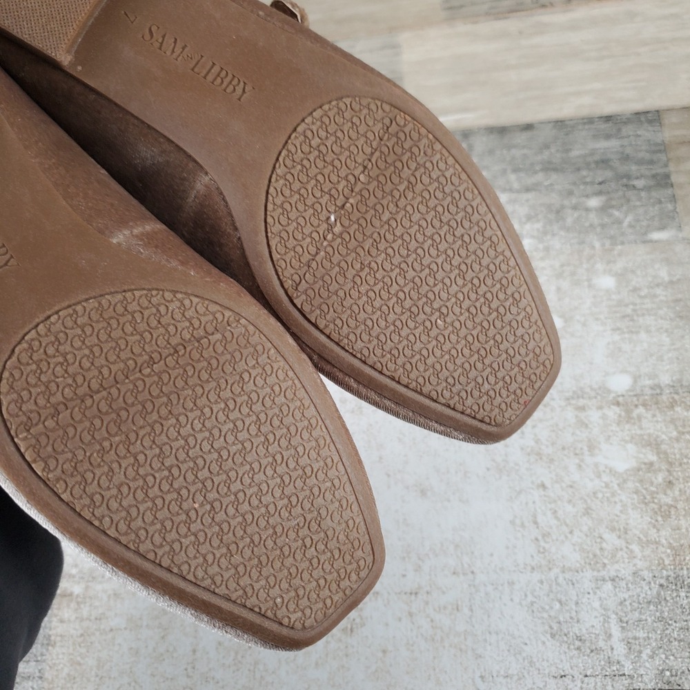 SAM & LIBBY Fredi Womens Mary Jane Flats Sz 7 Spiced Carmel Brown Velvet Buckle - Picture 7 of 12